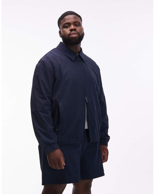ASOS Blue Motionmax Four Way Stretch Harrington Jacket for men