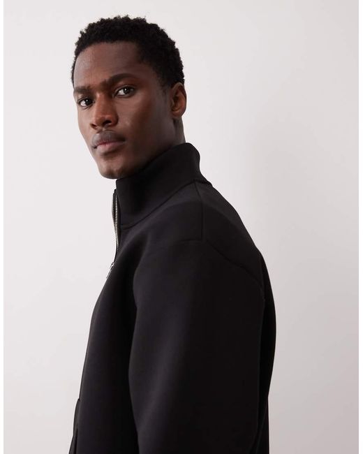 ASOS Black Heavyweight Scuba-style Fabric Relaxed Zip Through for men