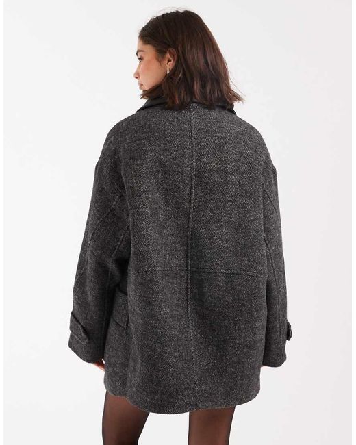 ASOS Gray Wool Blend Textured Jacket With Collar