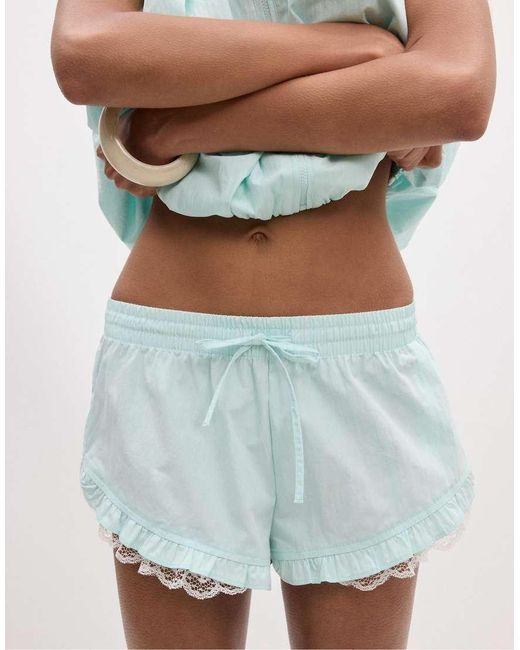 Stradivarius Blue Ruffled Shorts