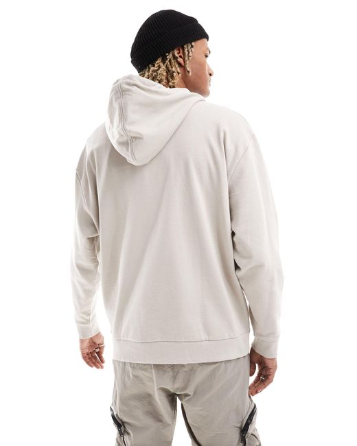 ASOS White Oversized Hoodie With Nylon Pocket for men