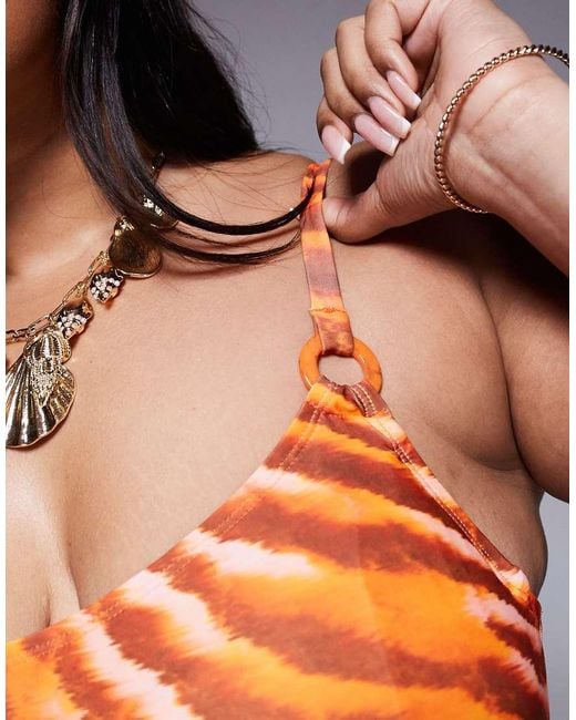 ASOS Orange Asos Design Curve Charlie Bikini Top With Hidden Underwire
