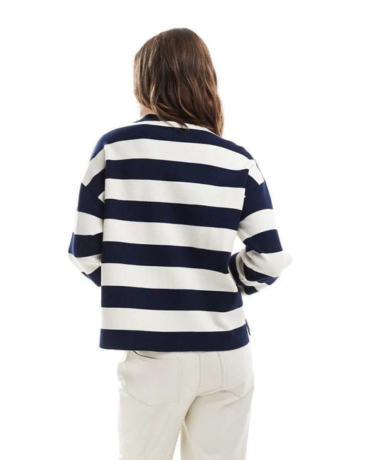 Maglione Lavorato Oversize Strutturato A Righe E Crema di Vero Moda in Blue