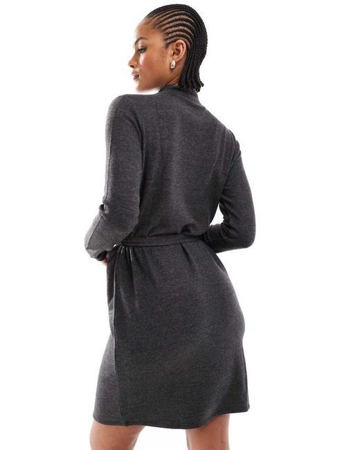 Vero Moda Black High Neck Knitted Mini Dress With Tie Waist