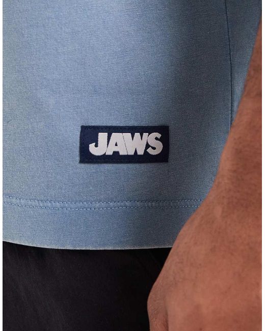 ASOS Blue Oversized Tee With Jaws Print for men