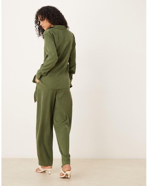 ASOS Green Soft Shirt With Drape Front And Tie