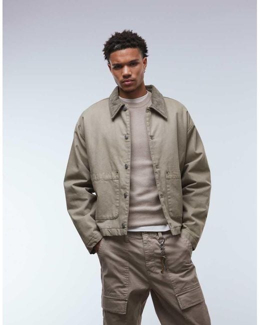 ASOS Natural Harrington Jacket With Quilted Lining for men