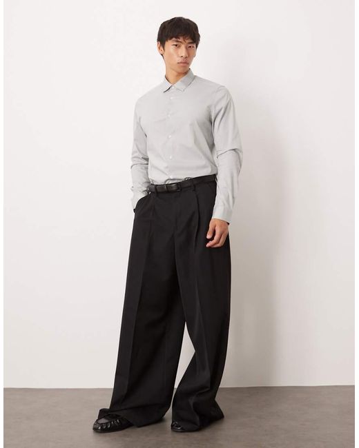 ASOS Gray Stretch Slim Fit Work Shirt for men