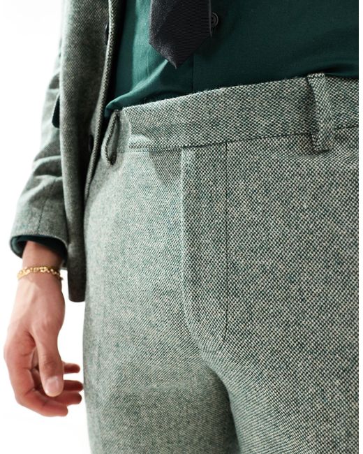 ASOS Green Slim Fit Wool Mix Suit Trousers for men