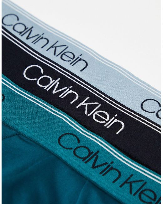 Calvin Klein Blue Micro Stretch Low Rise Briefs 3 Pack for men