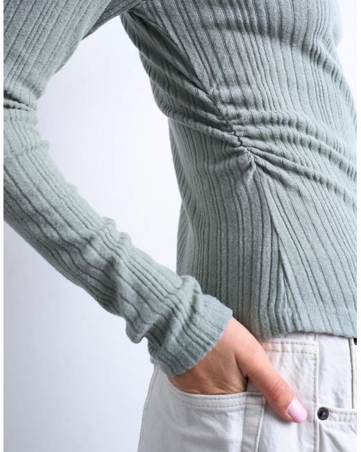 TOPSHOP Gray – langärmliges, hochgeschlossenes oberteil
