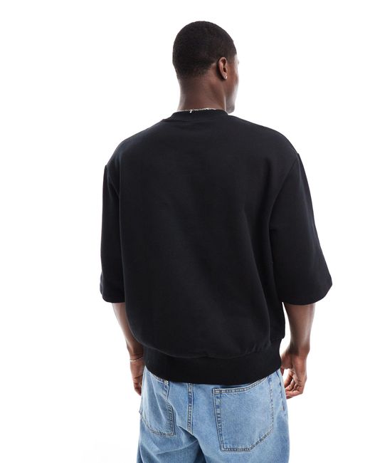 ASOS Blue Oversized Heavyweight Short Sleeve Sweatshirt for men