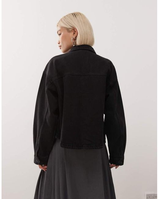 Noisy May Black Boxy Fit Denim Jacket