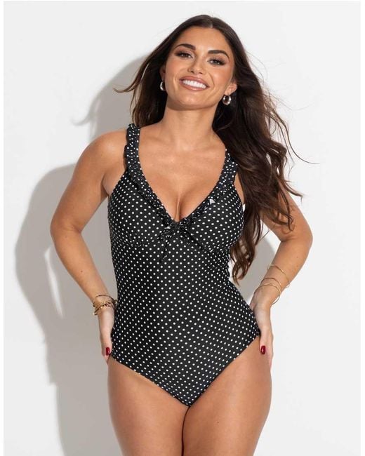 Pour Moi Blue Sicily Frill Tummy Control Swimsuit
