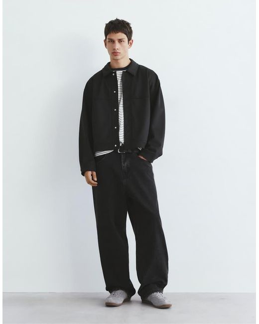 Pull&Bear Gray Textured Jacket for men