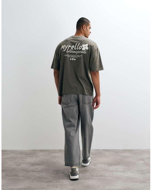 ASOS Gray Oversized T-shirt With Text Back Print for men