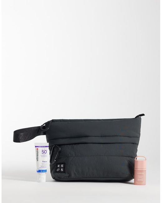 4505 Black Padded Woven Gym Wash Bag With Key Clip