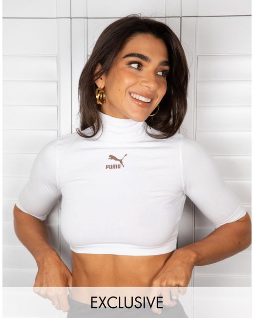 PUMA Cotton X Stef Fit Crop Top With Open Back in White | Lyst