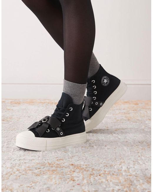 Chuck taylor all star lift hi - baskets montantes à plateforme avec nœuds Converse en coloris Black