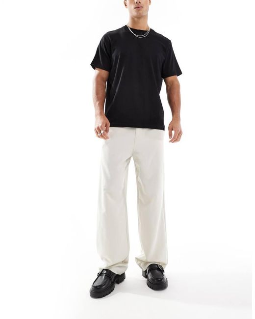 Only & Sons White Loose Fit Tailored Trouser for men