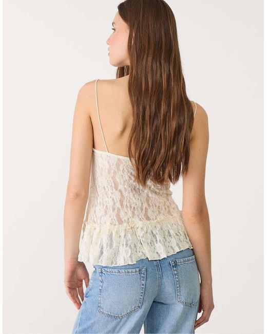 Stradivarius Top Van Kant Met Bandjes in het Blue