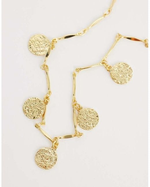 Orelia Metallic Molten Coin Multi Charp Drop Necklace