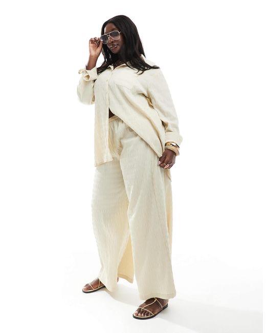 Esmee Curve White Exclusive Textured Beach Pants