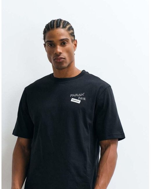 Farah Blue Tilsworth Short Sleeve Graphic Logo T-shirt With Back Print for men