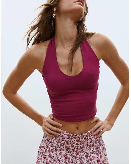 Stradivarius Lange Rok Met Print in het Pink