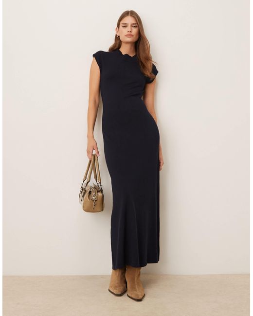 Mango Knit Maxi Dress in Black | Lyst
