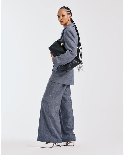 & Other Stories Blue Co-ord Tailored Wool Blend Wide Leg Trousers