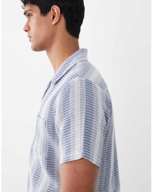 South Beach Blue Crochet Beach Shirt for men