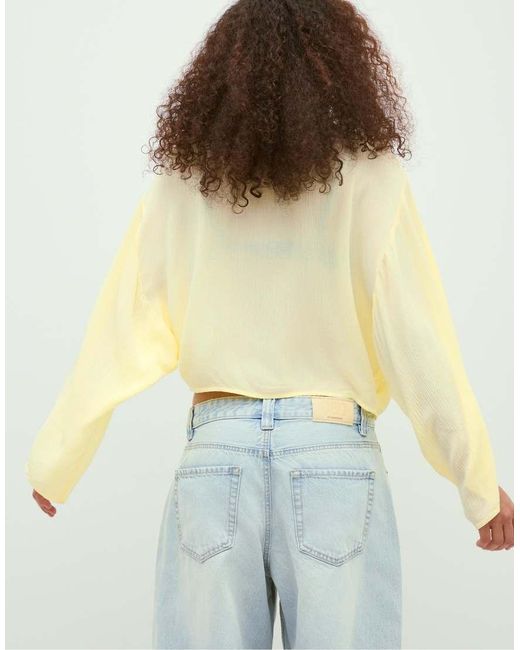 Stradivarius Yellow Flowing Open Blouse
