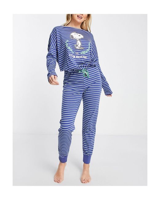 Women'secret Snoopy Club House Motif Long Pyjama Set in Blue | Lyst