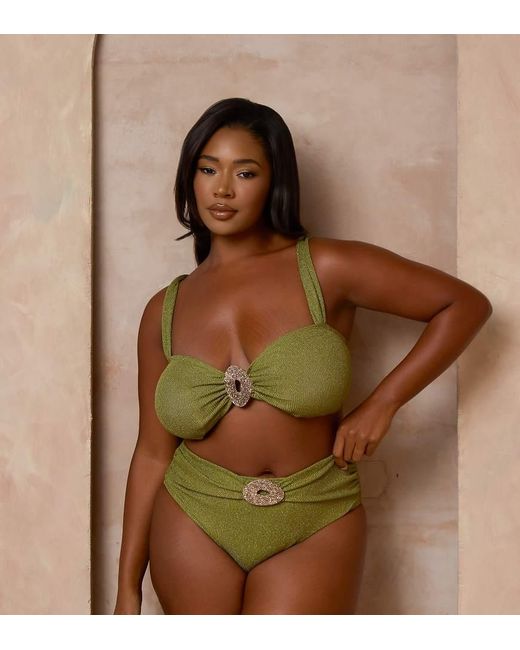 Moda Minx Curve Brown X Alessa Tyrrell-charles Glitter Wrap Bikini Bottoms