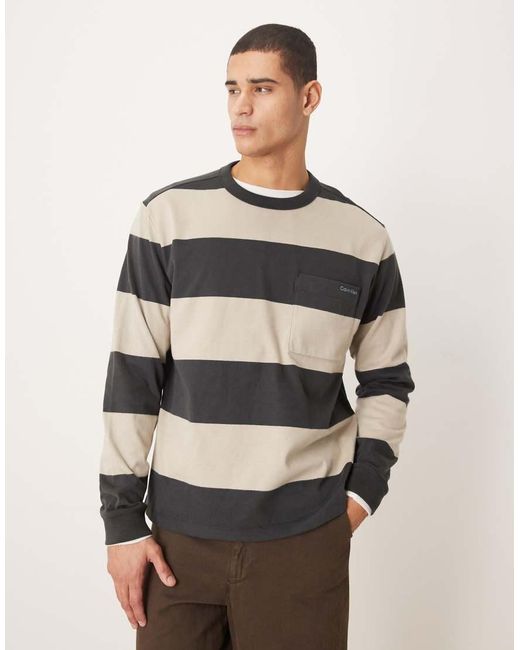 Calvin Klein Natural Long Sleeve Stripe T-shirt for men
