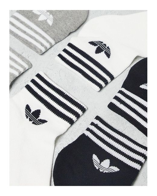 Socquettes à logo trèfle et 3 bandes - , gris et noir Adidas Originals en coloris Multicolor