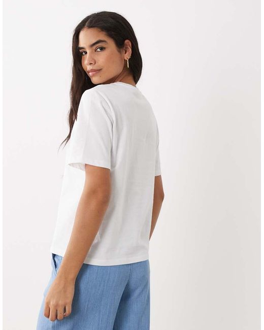 Mango White Round Neck Short Sleeve 'Sunshine Society' Graphic T-Shirt