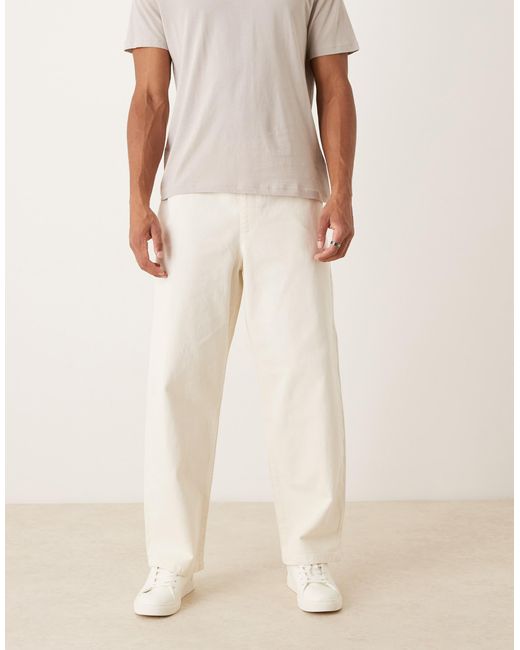ASOS Natural Loose Straight Trousers for men