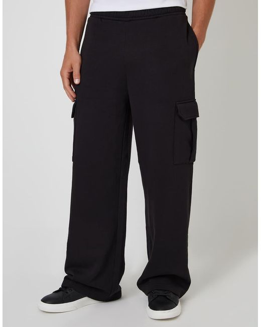 Threadbare Black Wide Leg Cargo Joggers for men