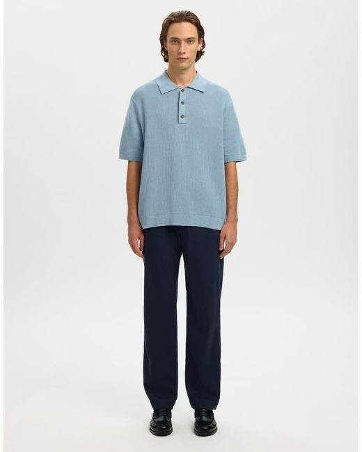 SELECTED Blue Straight-Leg Trousers for men