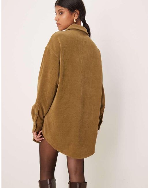 ASOS Natural Cord Utility Shirt Mini Dress