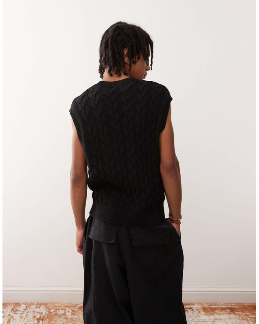 Pull sans manches en maille torsadée Weekday pour homme en coloris Black