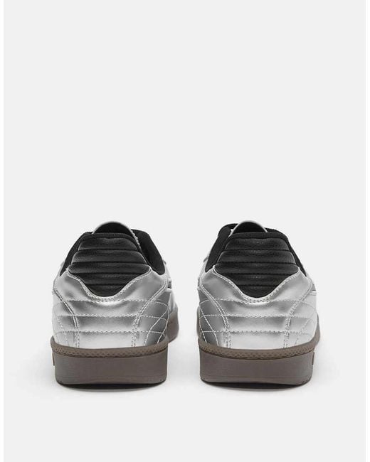 Pull&Bear White Retro Metallic Trainers for men
