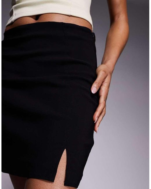 ASOS Black Tall Bengaline Mini Skirt With Split Detail