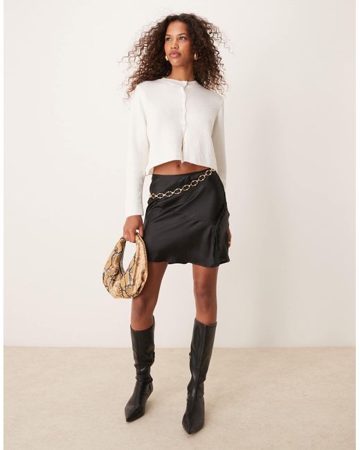 ASOS Natural – schwingender satin-minirock