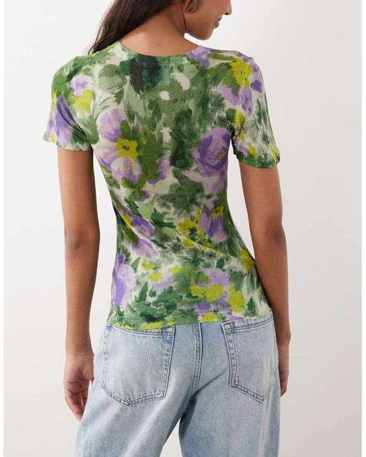 ASOS Green Sheer Knitted Second Skin T-shirt
