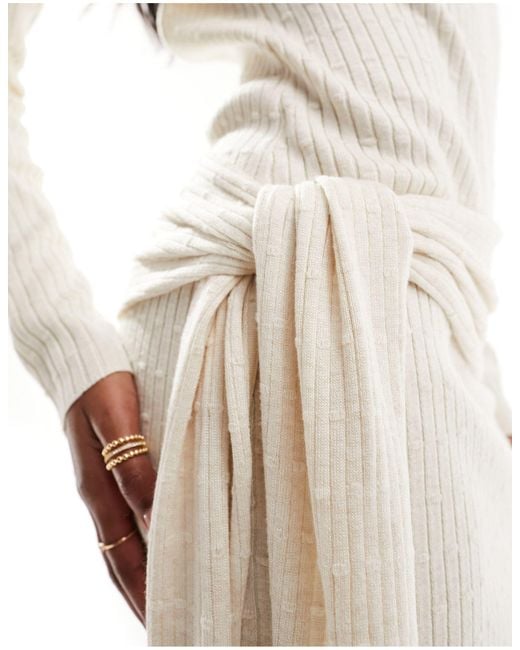 SIMMI White Simmi Knitted Open Back Mini Dress With Drape Detail