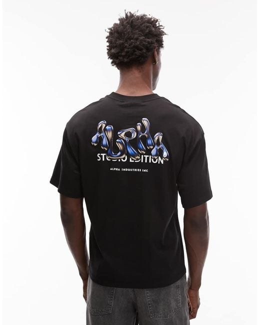 Camiseta Negra Con Logo Studio Edition De Alpha Industries de hombre de color Black