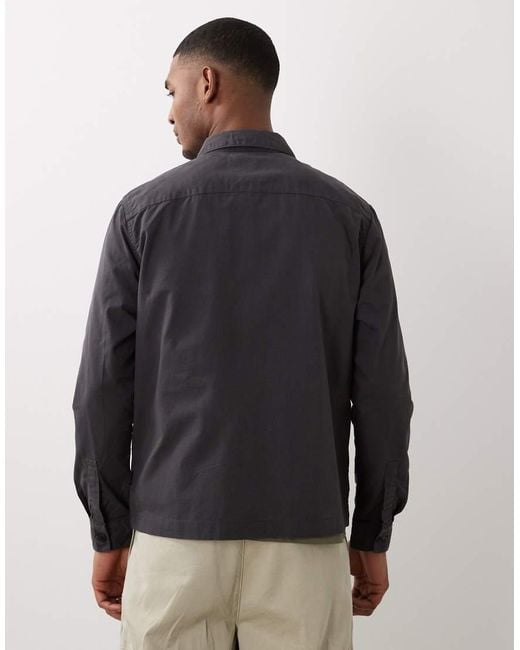 Barbour Gray Crail Wax Ripstop Zip Through Overshirt for men